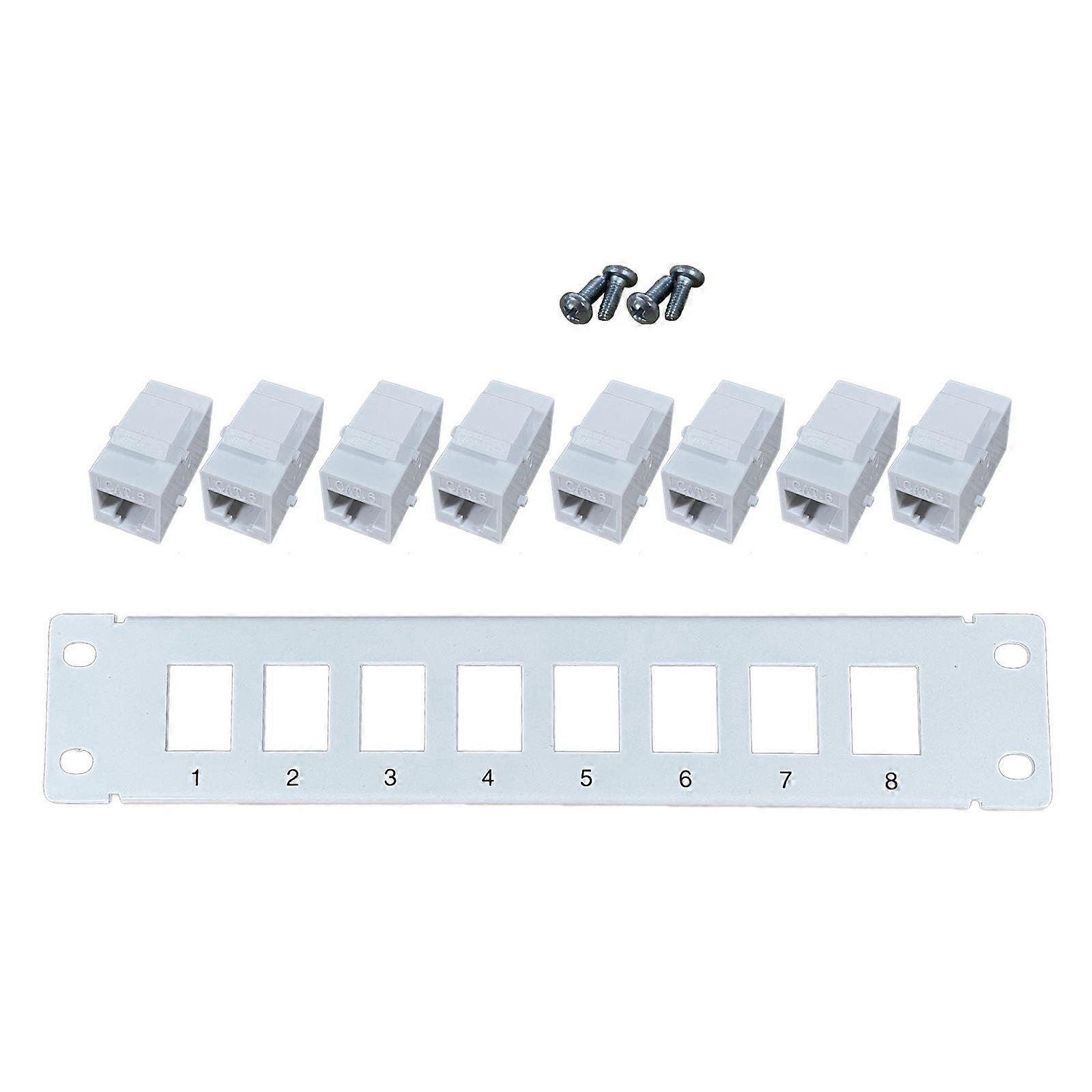 19in Rackmount or Wall Mount 8 Port Network Patch Panel (Cat6 RJ45 Patch Panel)