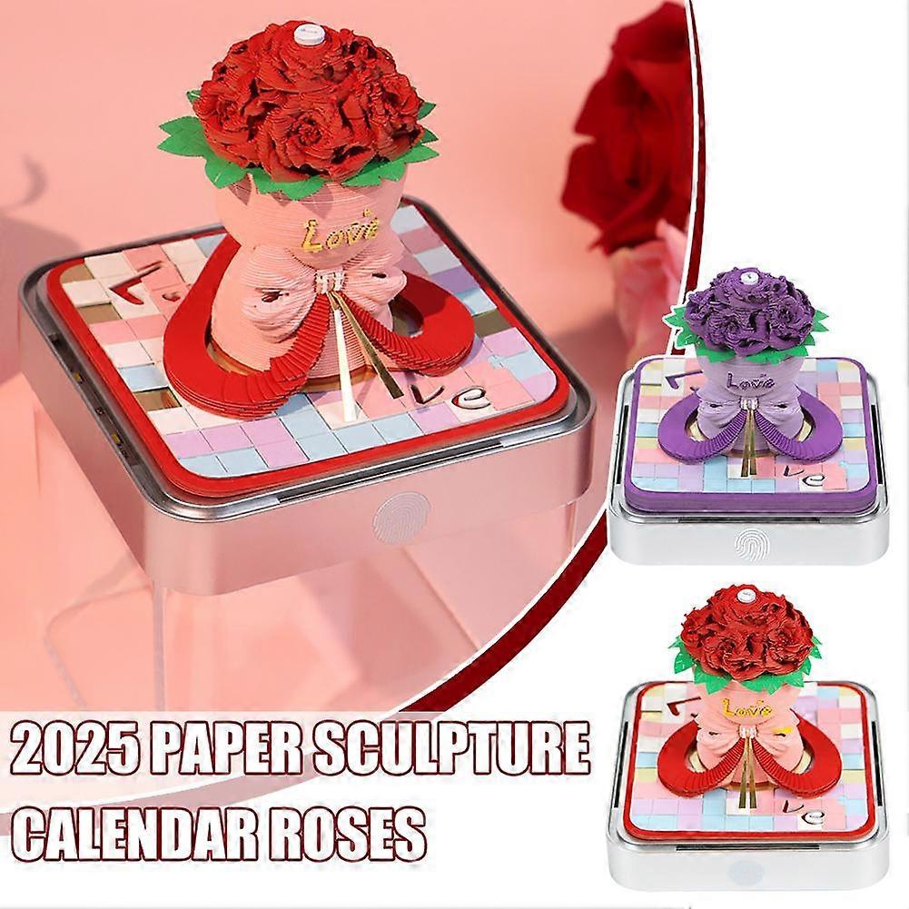 优雅与浪漫玫瑰花束全景纸雕日历