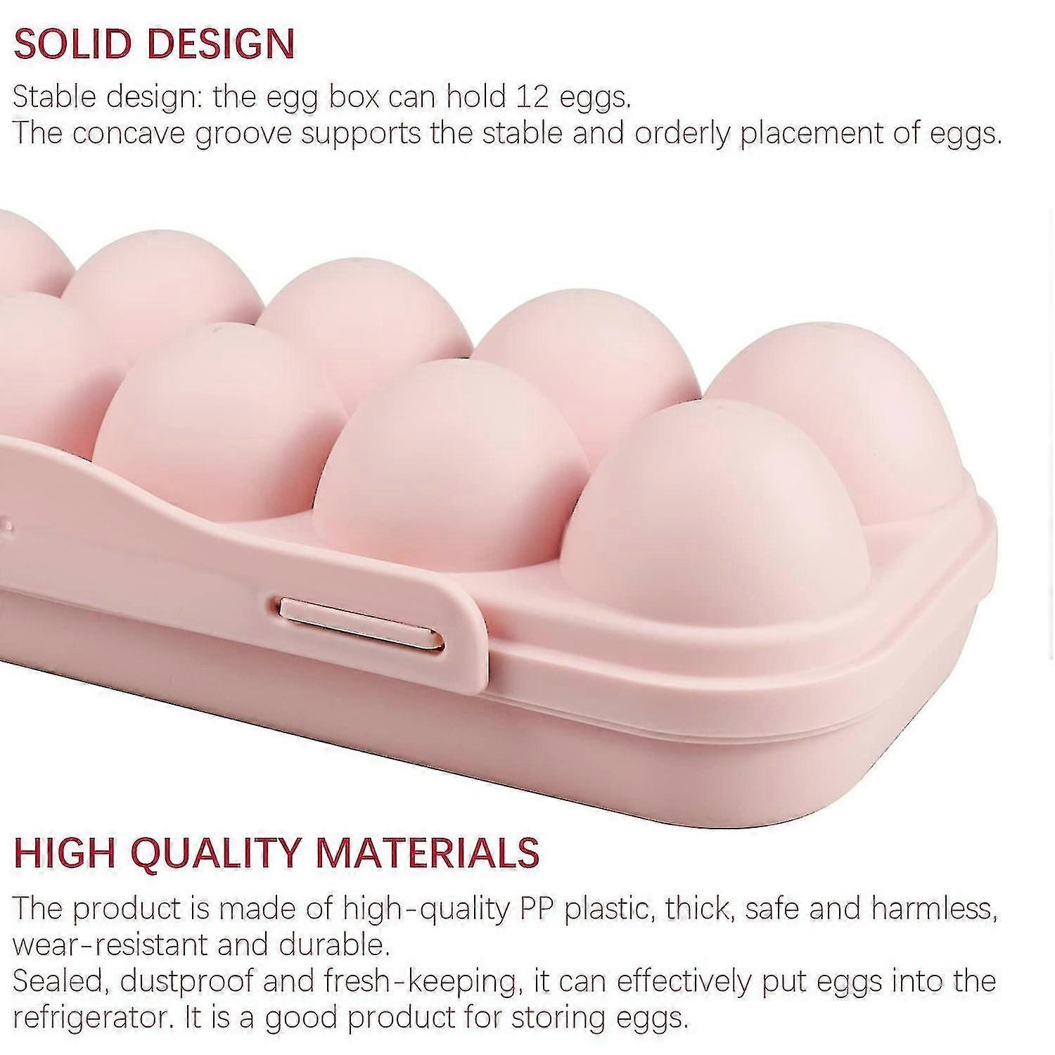 2 Pack Covered Egg Holders,12 Grid Egg Holder For Fridge Egg Storage Container Plastic Fridge Egg Tr