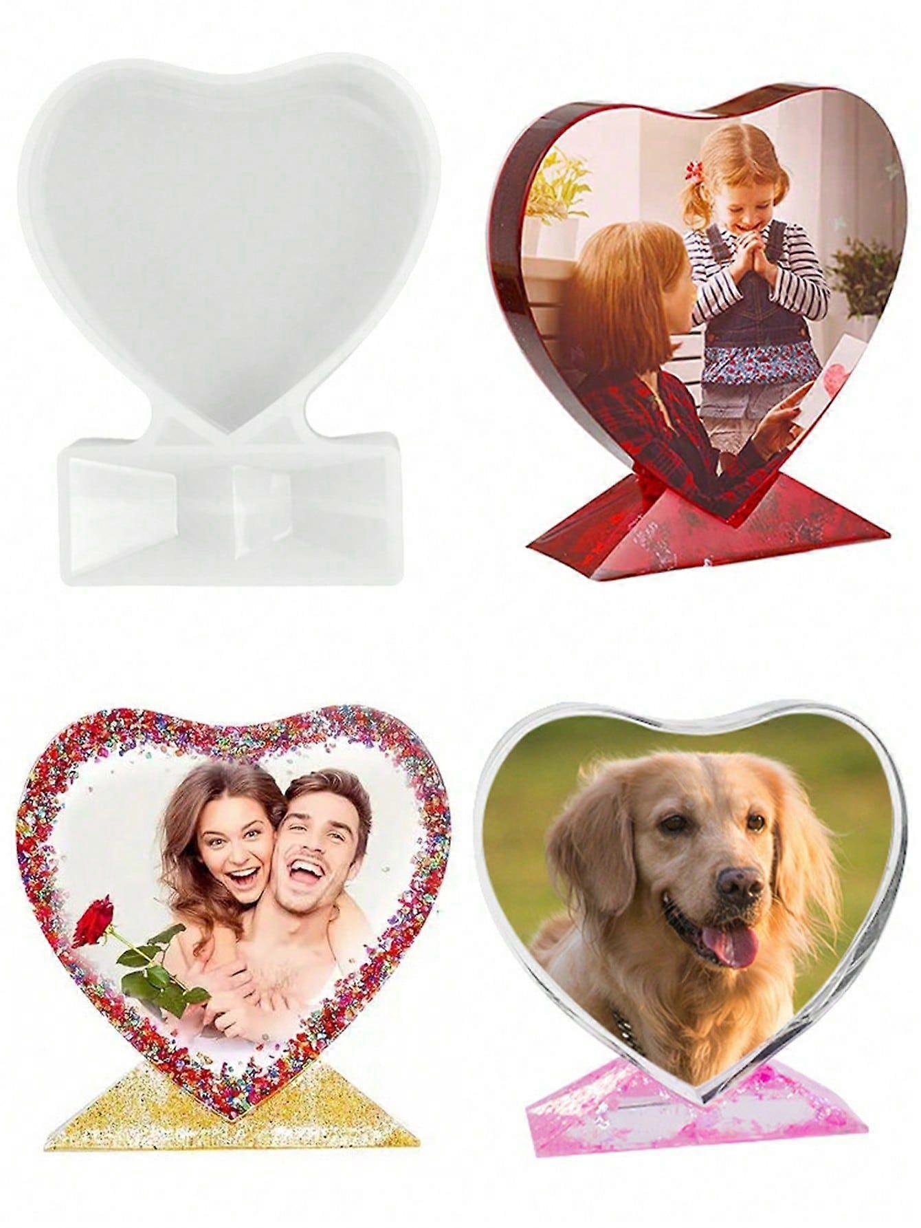 1pc Small Heart Display Resin Mold, DIY Personalized Photo Heart Shape Silicone Mold For Home Decoration