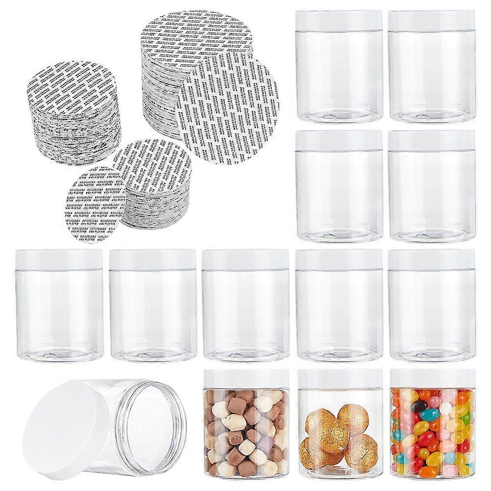 10Pcs Column Transparent PET Plastic Bead Containers Screw Top Bead Jars with 150Pcs 3 Sizes Flat Round Foam Lid Liners Clear 7.1x8.7cm Capacity: 250m