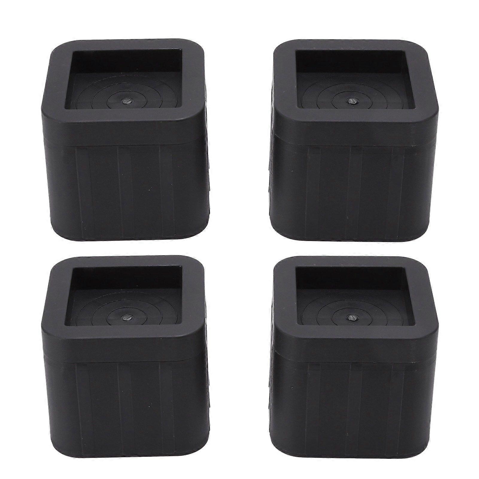 4Pcs 3.5in ανυψωτικά επίπλων ABS λαστιχένιο μαύρο στοιβαζόμενο τετράγωνο με τα εγχώρια εξαρτήματα καπακιών μαξιλαριών για το πόδι γραφείων κρεβατιών καναπέδων