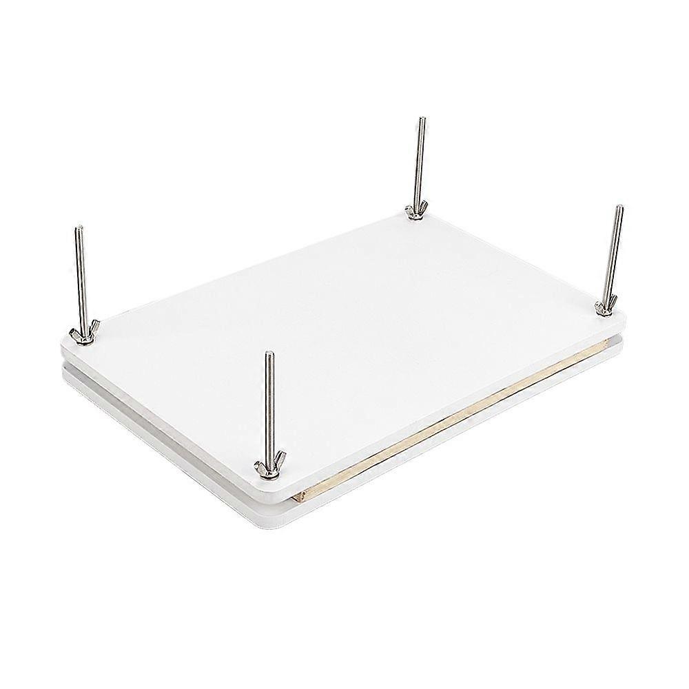Rectangle Bamboo Portable Book Press Bookbinding Tool for Handmade Paper Press White 295x194x8mm Hole: 5mm