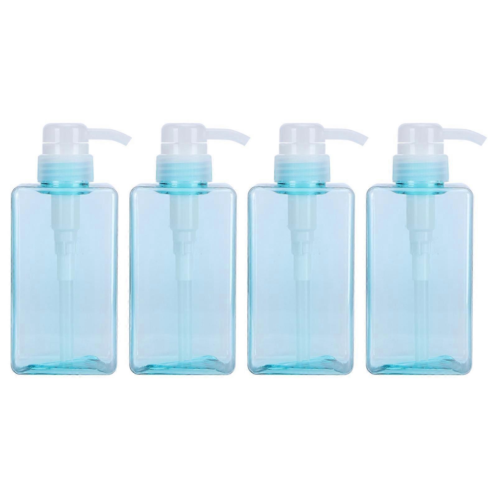 4Pcs 450ml Pump Refillable Bottle Foaming Soap Dispenser Empty Lotion Bottle Cosmetic Container,Blue