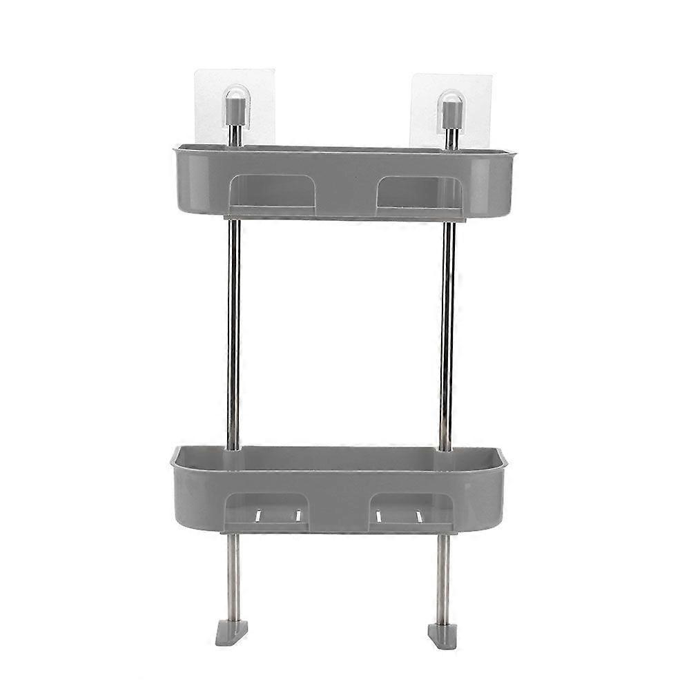 Double Layers Multifunctional Bathroom Storage Rack Wall-mounted Toilet Shelf  Gray