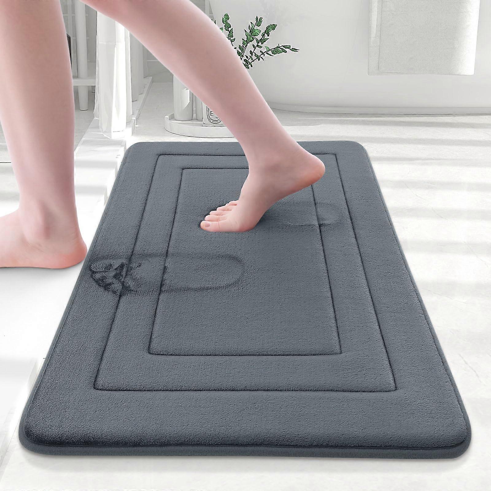 Ultra Soft Absorbent Bathroom Rug Mat 30x20 for Shower and Tub, Non-Slip Microfiber Mat, Grey Color