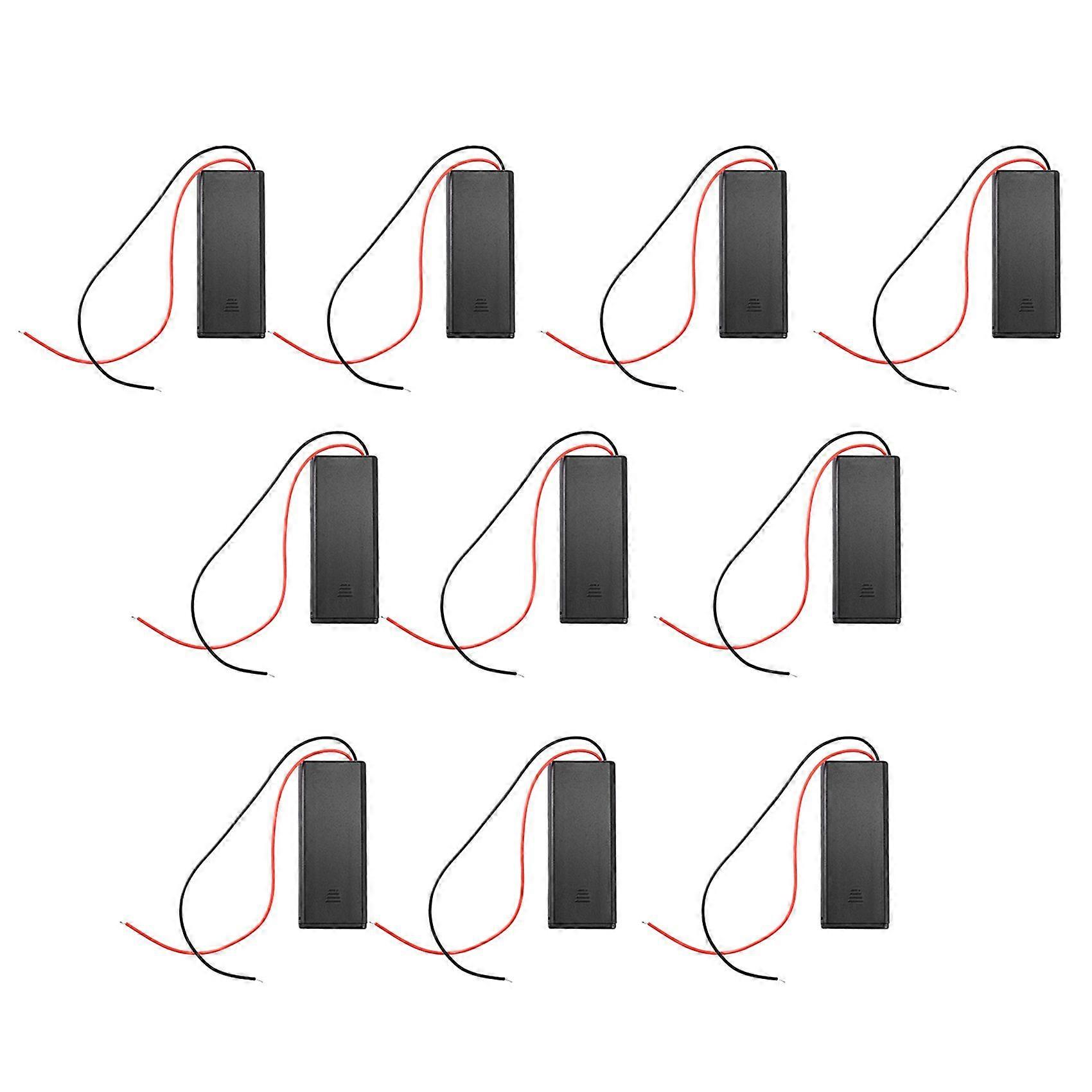 10/Pcs 2 AAA Battery Holder with Switch ON Off and Back Cover with Cord Wire Leads 3V Batteries Sto