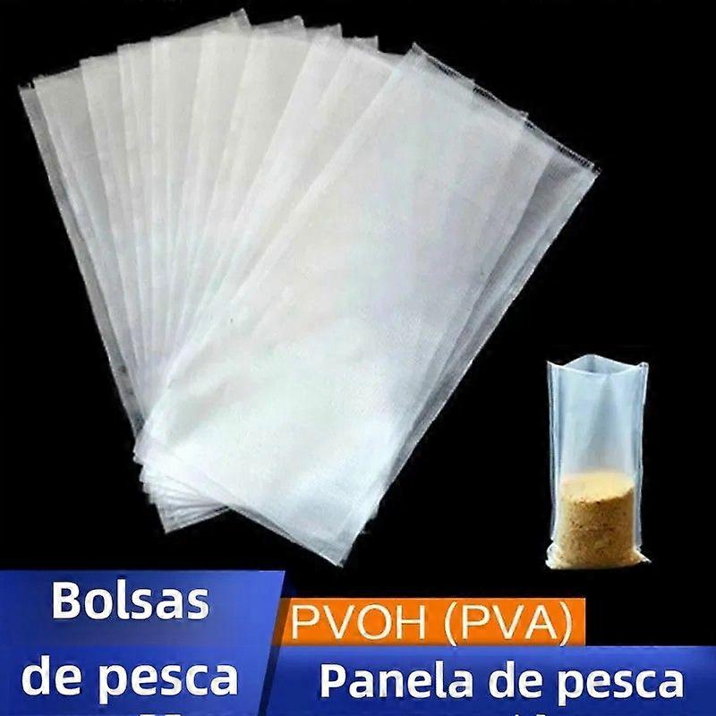 PVA Bags for Carp Fishing Fishing Tools PVA Cloth for Fishing Feed Pellets and Grains 7*14cm Pack of 50