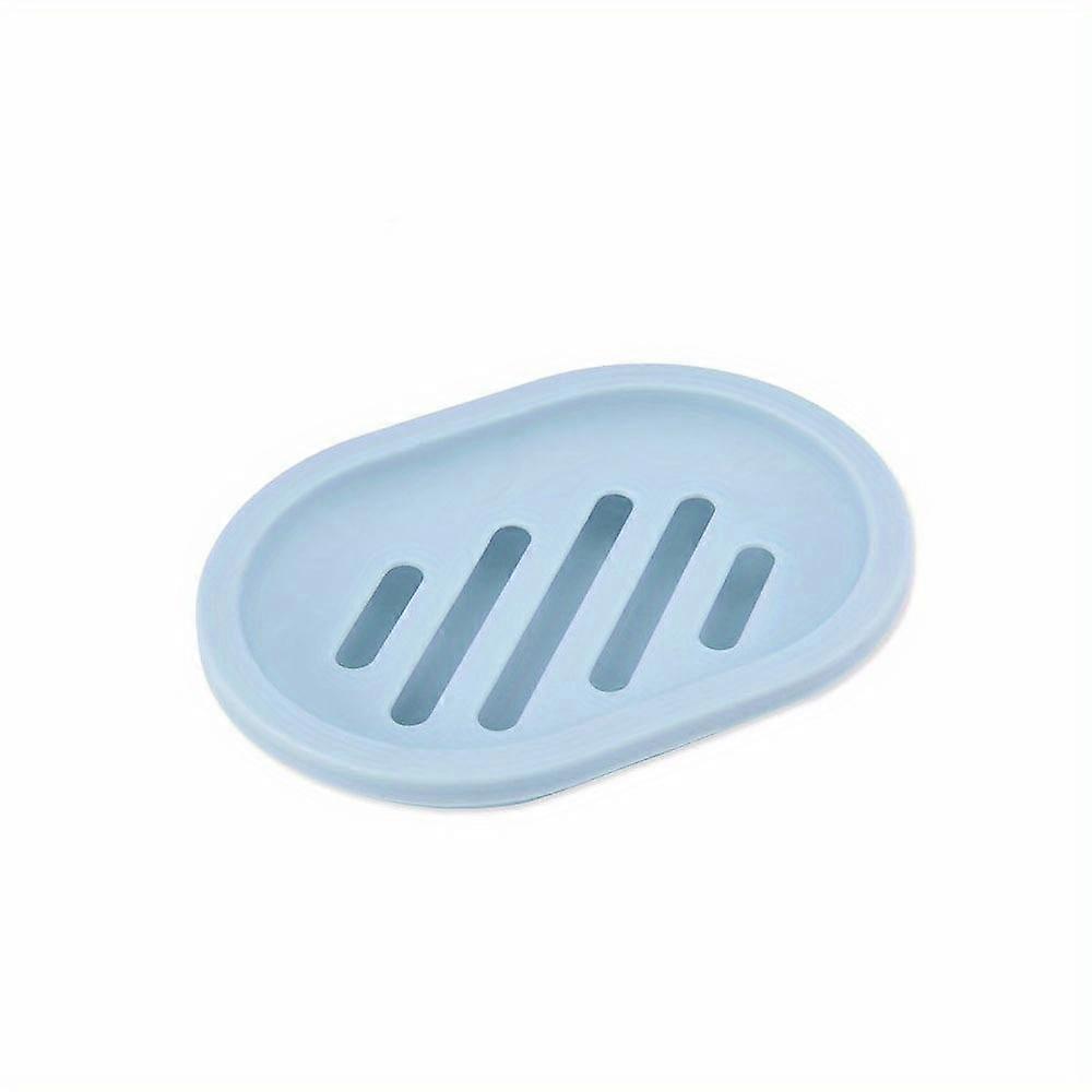 1pc Simple Soap Dish, Plastic Oval Soap Tray, Drain Soap Holder, Soap Rack For Bathroom, Soap Storage Rack, Bathroom Accessories