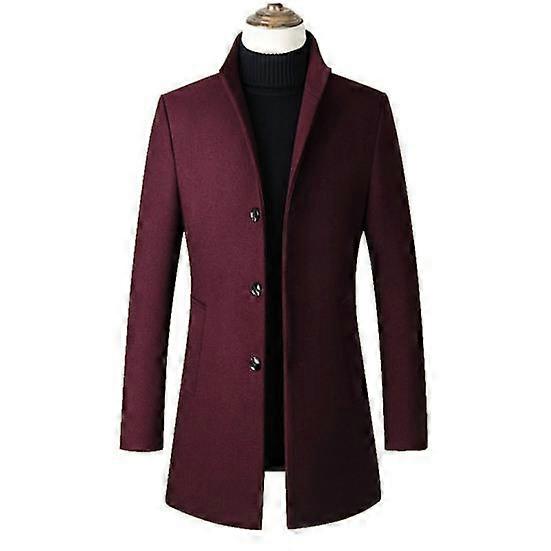 Men Coat Retro Functional Button-breasted Long Sleeve Winter Jacket with Large Pockets for Outdoor Office