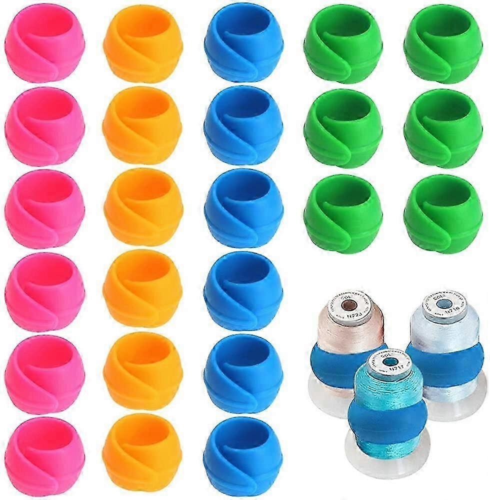 24 Pcs 4 Colors Thread Spool Huggers Bobbin Holder Clamp, Prevent Thread Tails from Unwinding No Loose Ends for Sewing Machine Bobbins