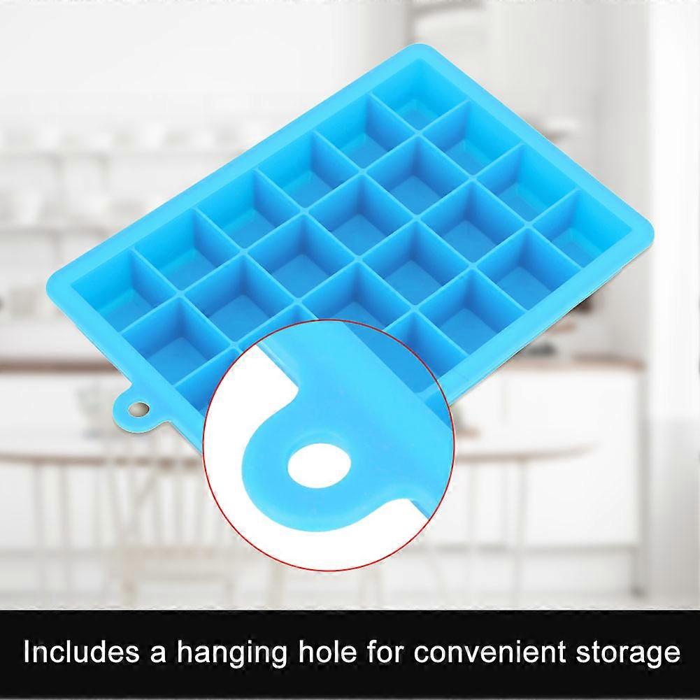 24-Cavity Square Ice Cube Mold Tray Pudding DIY Maker Silicone Mould Kitchen Tool(Light Blue)