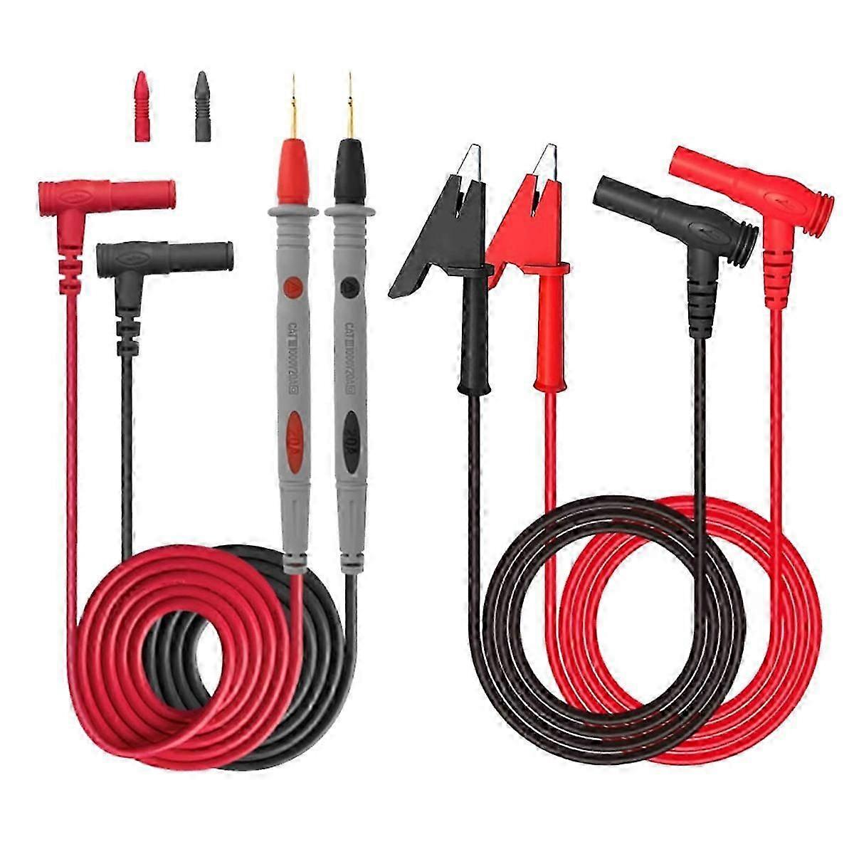 Multimeter Test Leads, 1 Pair of Test Leads with Alligator Clips and 24K Gold Plated Test Probes,10