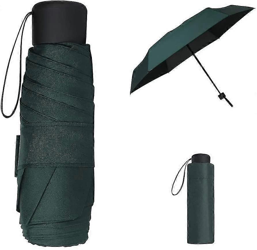 Mini Travel Umbrella. Black Compact Folding Umbrella. Small Light-weight