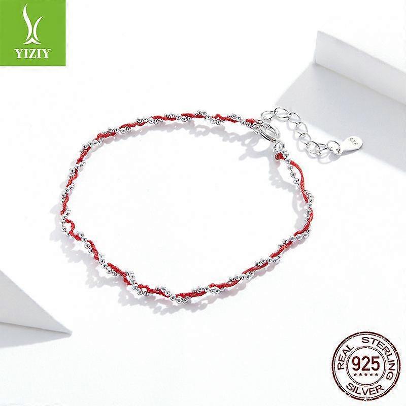 Bracciale Ziyun in argento Sterling 925 con piccolo topo con corda rossa e anno dello zodiaco, bracciale semplice in argento placcato platino da donna