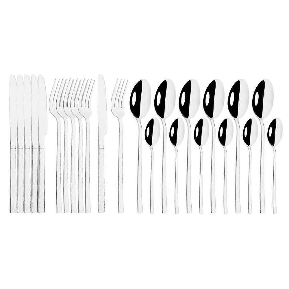 24Pcs Mirror Black Cutlery Set Home Knife Fork Spoon Dinner Tableware Stainless Steel Dinnerware Kitchen Flatware Silverware Set