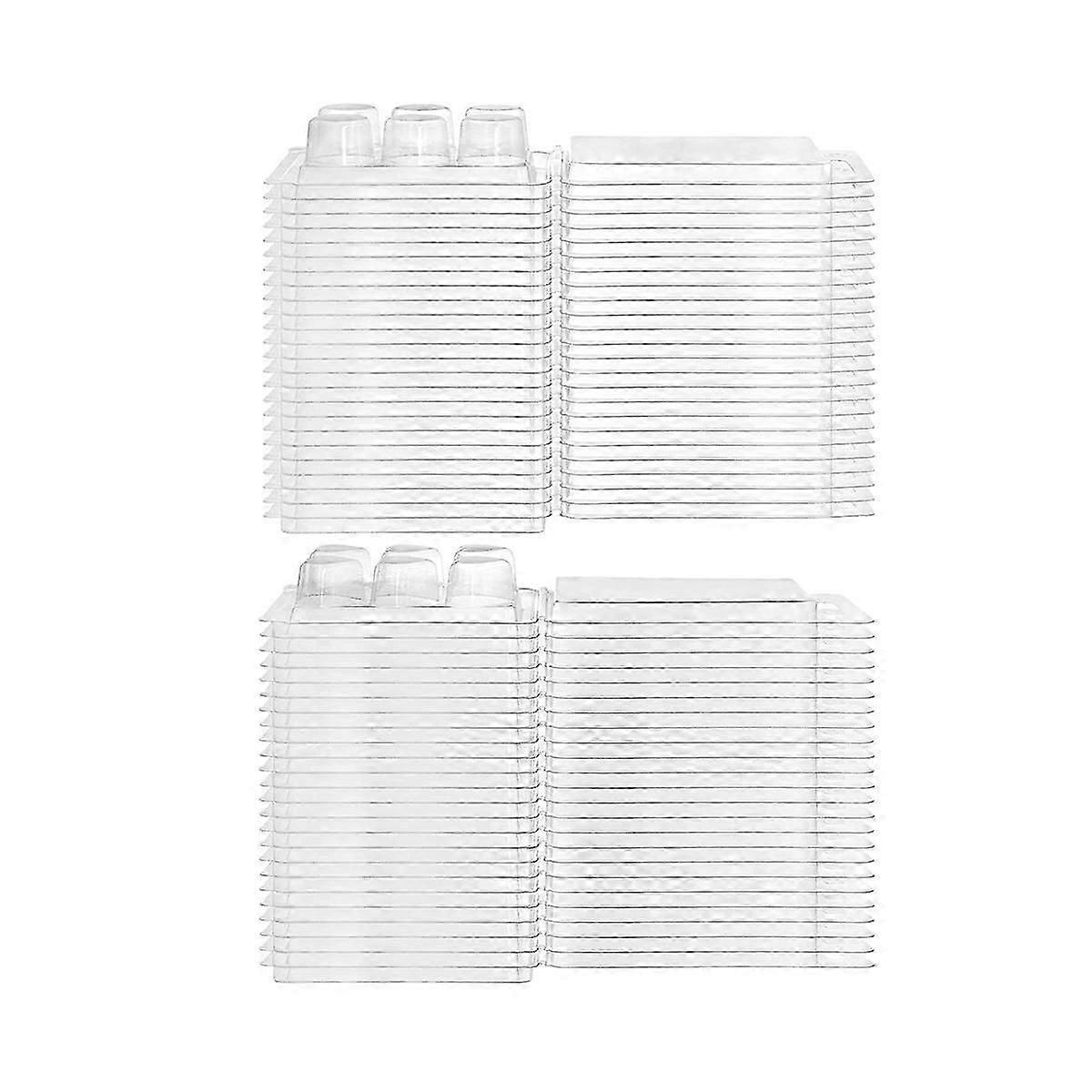 100 Pack Wax Melt Clamshell Mold, 6-Cavity Clear Empty Plastic Wax Melt Container for DIY Wax Melt js