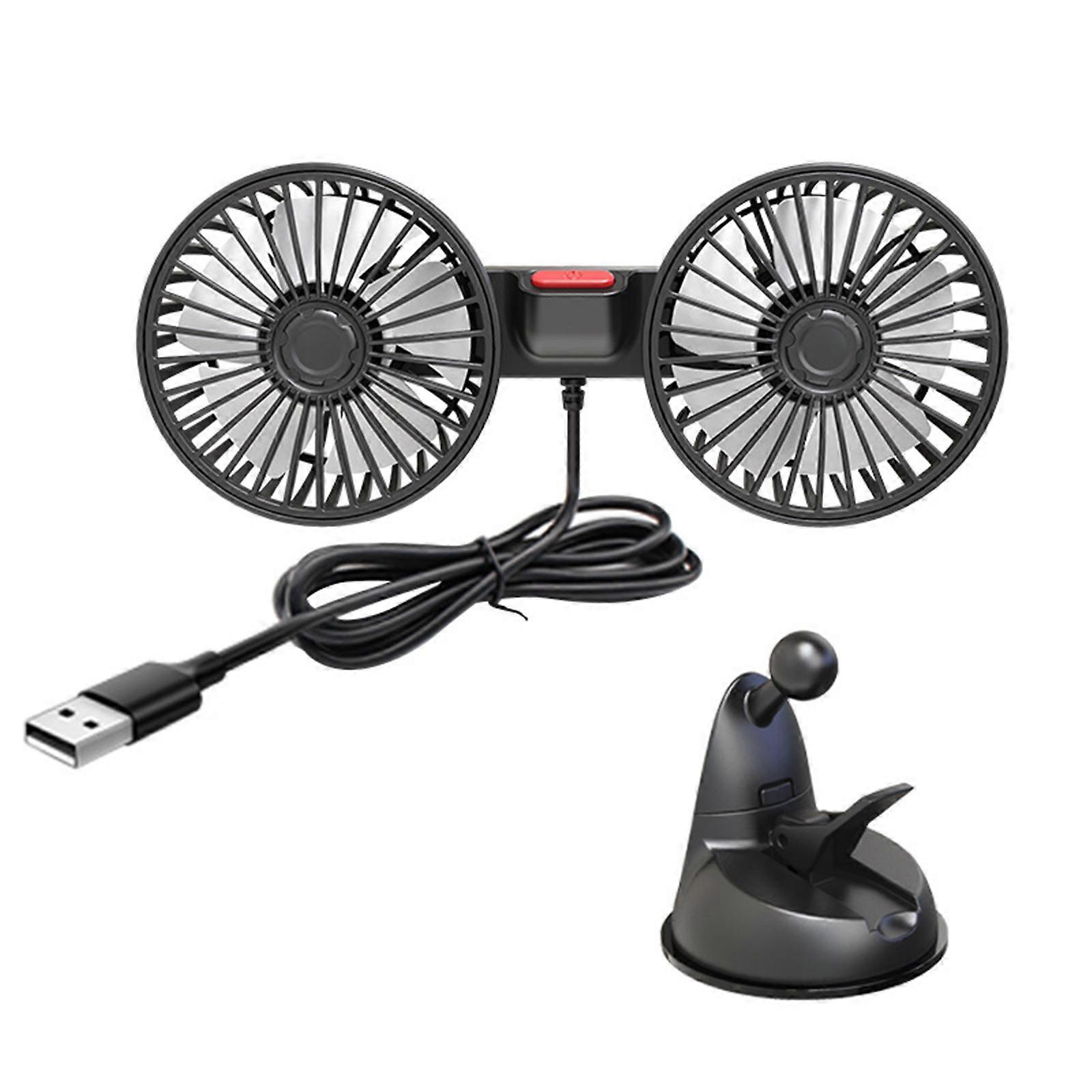 Suction Cup Double Head Car Mounted Fan USB Automotive Universal Fan Can Be Available For Office And Home Use 360 Degree Adjustable Family Snpplies