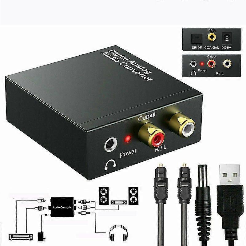 Aisiting Optisk Koaxial Toslink Digital Till Analog Audio Converter Adapter Rca 3,5 mm L / r