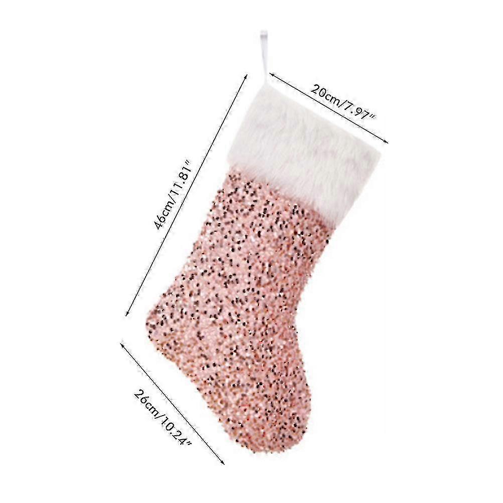 Large Sequins Plush Christmas Socks with Lanyard - Red, Gold, Silver