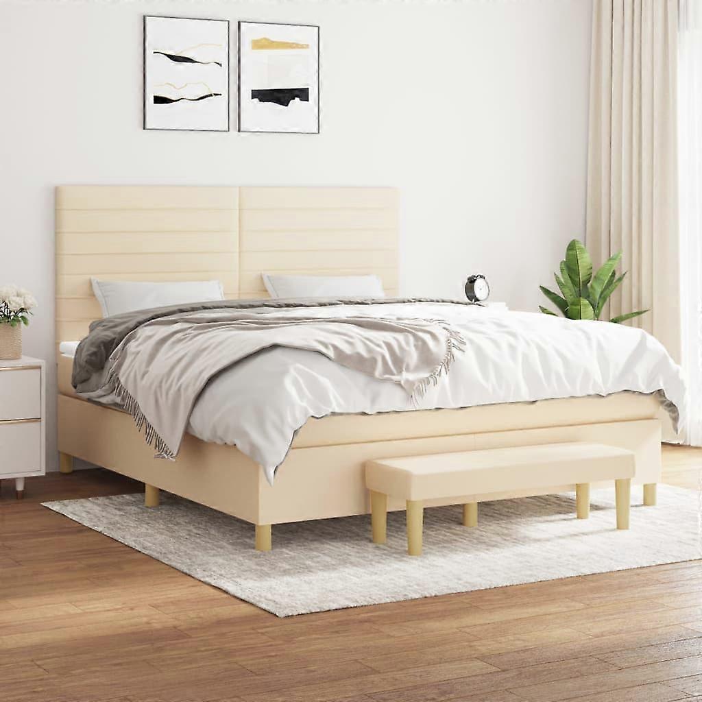 Boxspringbett mit Matratze Creme 160x200 cm Stoff