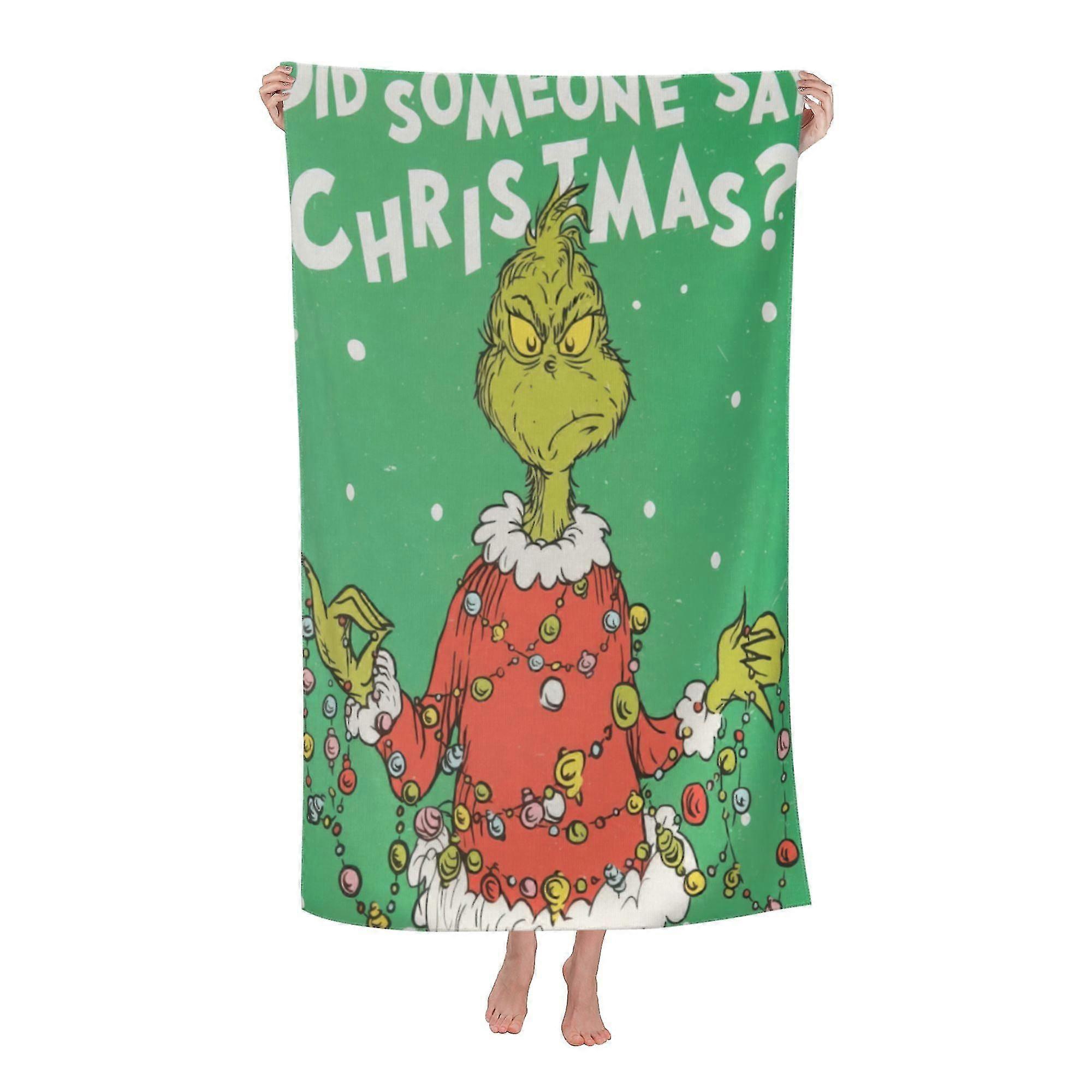 The Grinch Beach Towel, Large Microfiber Bath Towel