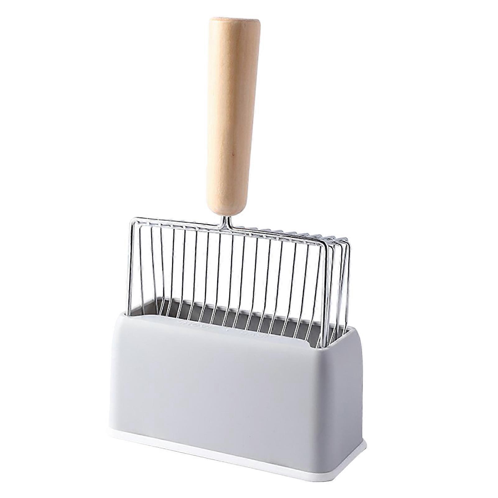 Cat Litter Scoop Kitty Metal Scooper with Deep Shovel Long Handle Base Poop Sifting Kitten Pooper Lifter Durable Large Grey