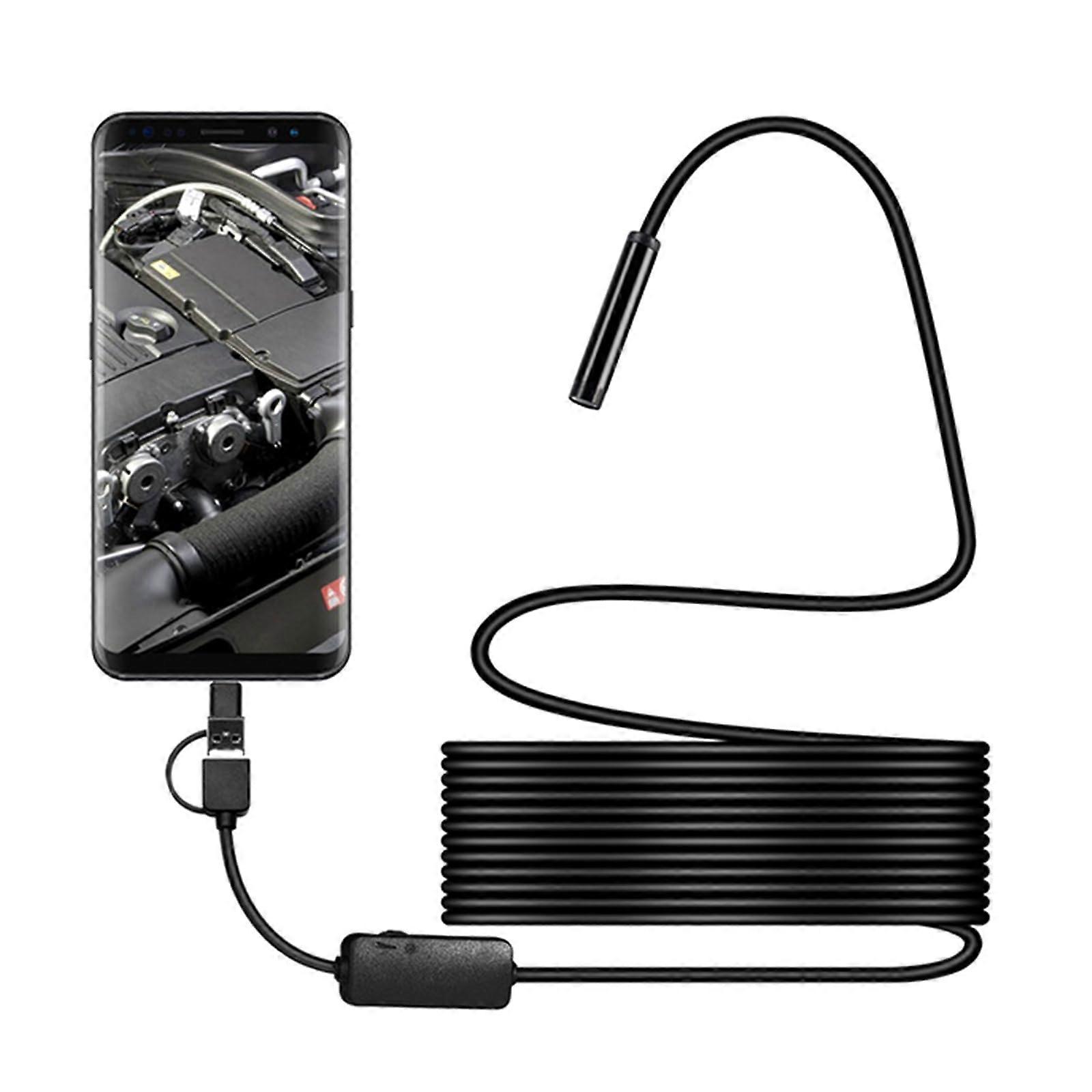 USB Inspection Camera Wireless Waterproof Endoscope for Mobile Devices with Flexible Cable and High-Resolution Lens