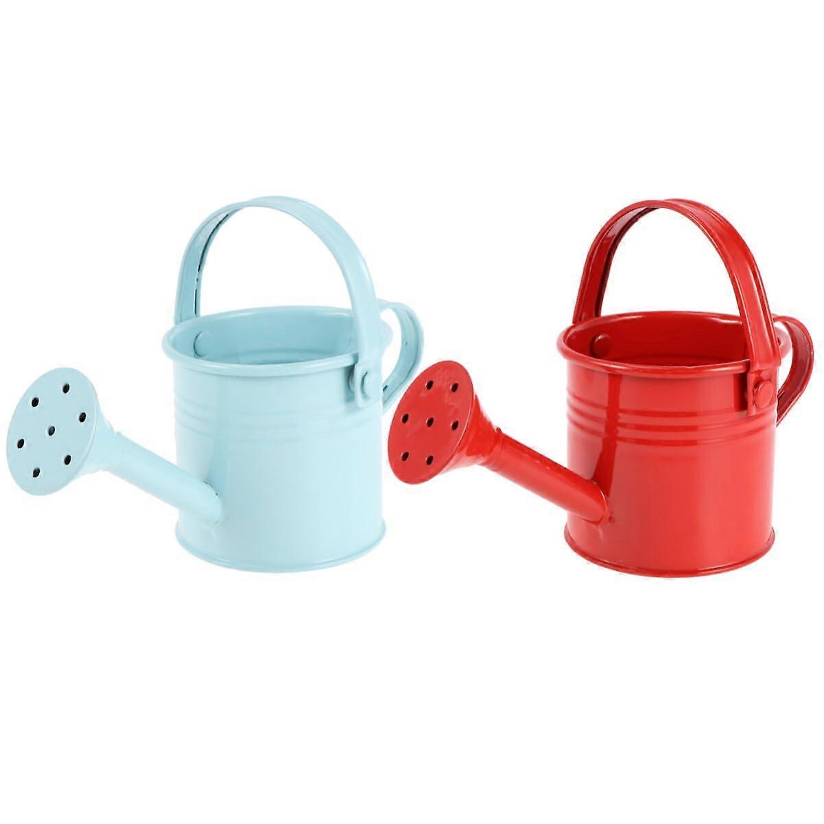 2pcs Watering Can for Kids  Small Metal Watering Can Plant Watering Can for  and  Garden Yarde Home Use, 15X7.5CM, Red