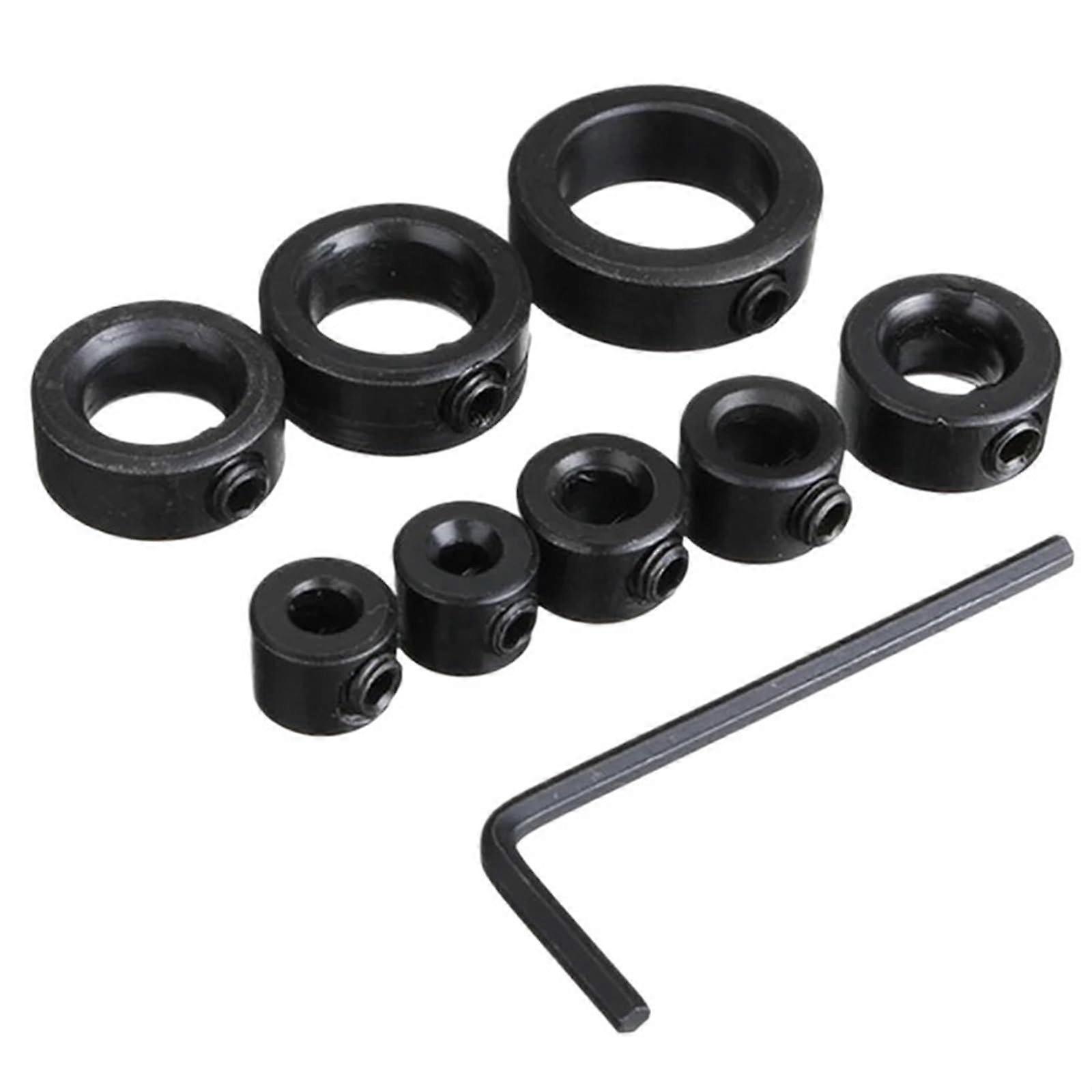 Drill Bit Stop Collar 8-Piece Depth Stop Collar Set For Woodworking 3-16mm Shaft Drill Locator Ring Hex Wrench Included