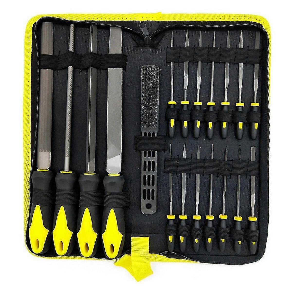 19Pcs Metal Steel File Grinding Tool with Flat File, Semi-Circular File, Circular File, Triangular