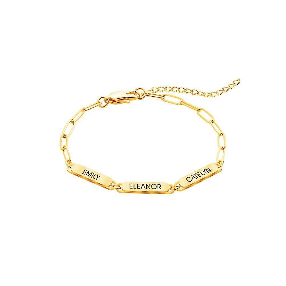 Paperclip Bracelet with Engraved Dangle Charms Custom 16 Names