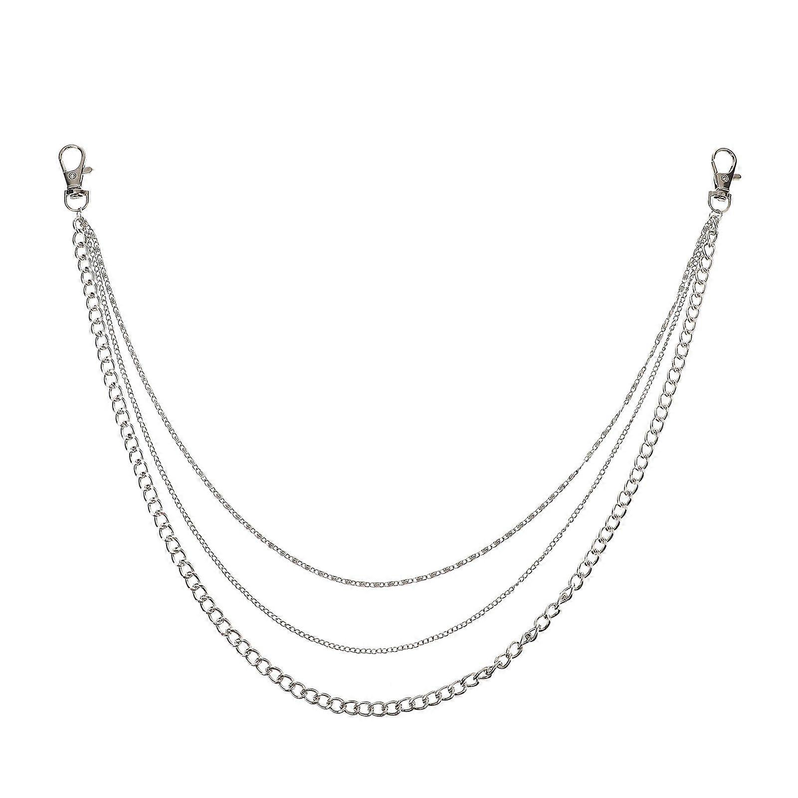 1 Pc Multi-layer Alloy Decoration Chain Fashionable Pants Chain (Silver)