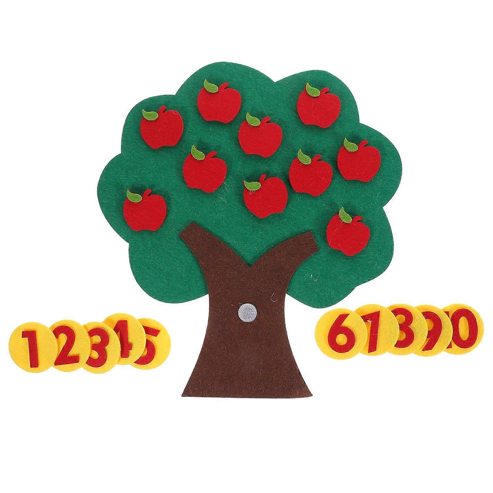 1 Set Non-woven Apples Tree Digital Cognitive Pairing Toy Counting Apples Game Toy