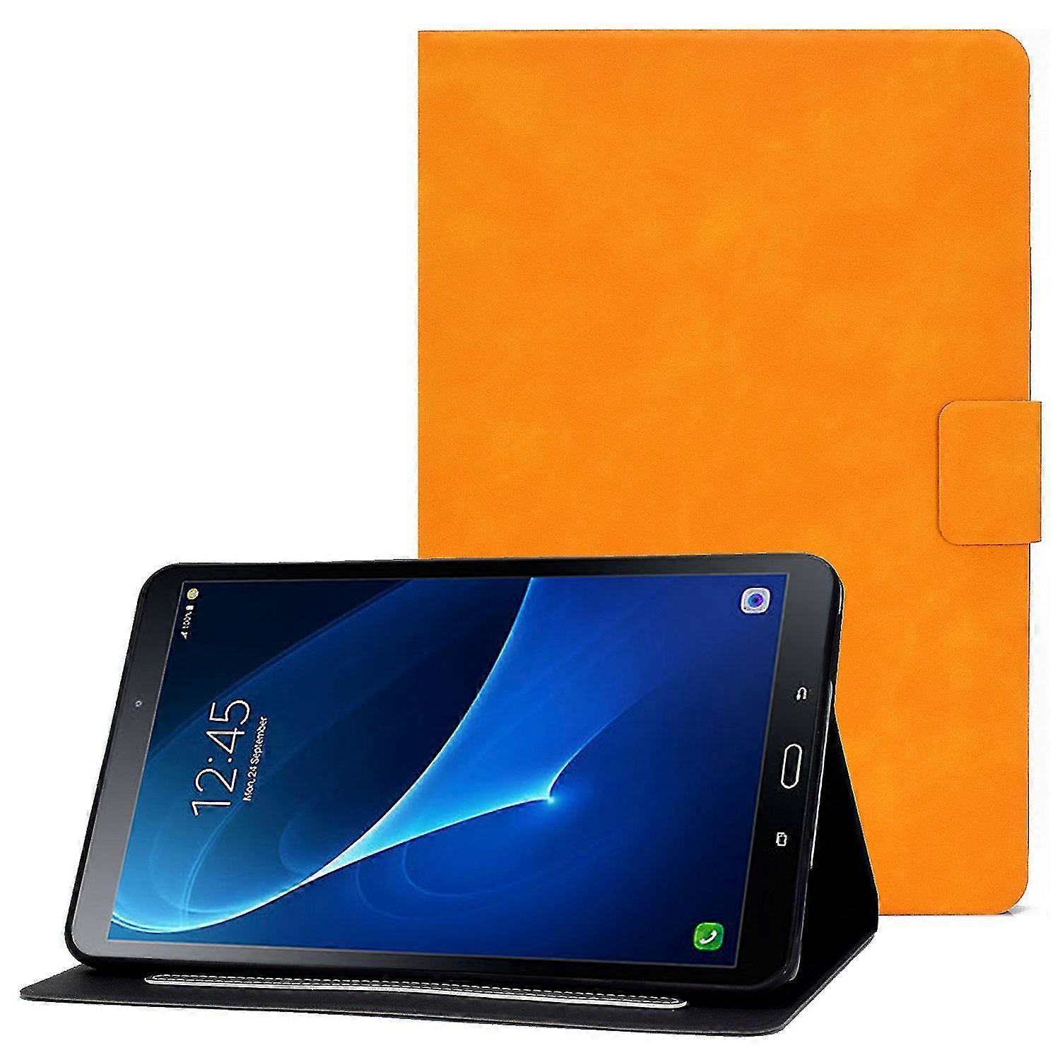 For Samsung Tab A 10.1 T580/t585 Cowhide Pattern Solid Color Stitching Flat Panel Red