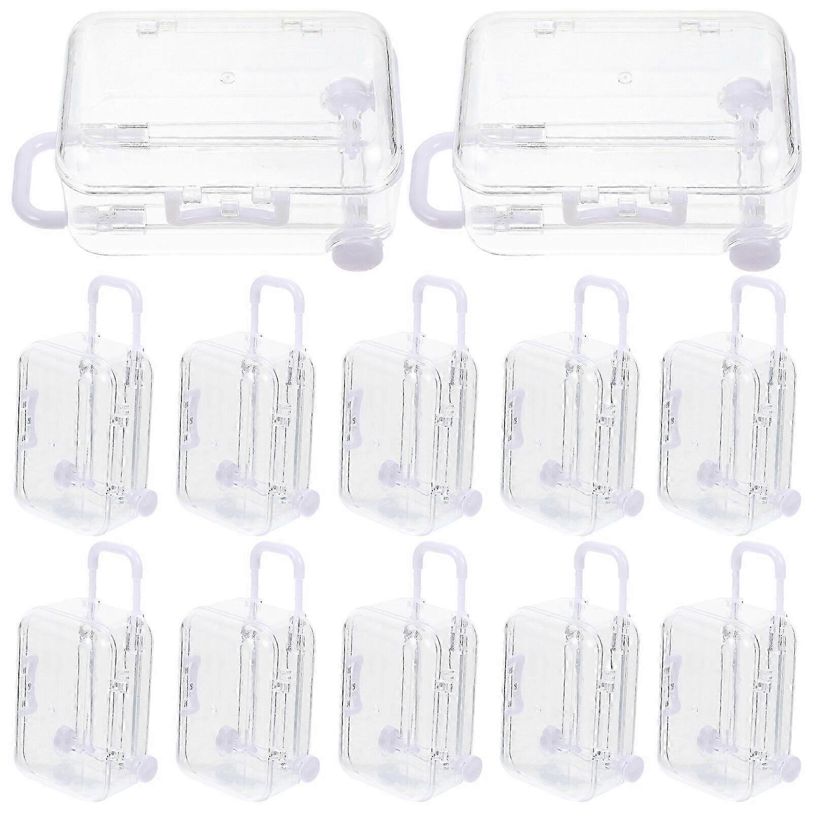 12pcs Mini Suitcase Candy Boxes for Wedding Party Decor - 7.6x5.1x3.8cm - White