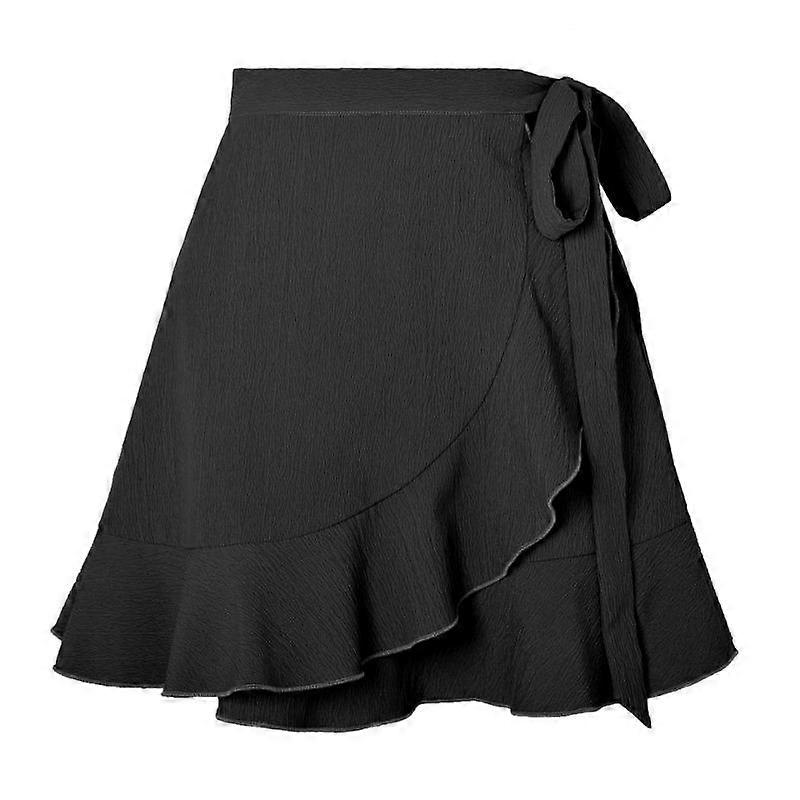 Summer Tie High Waist Solid Color Ruffle Short Half-body Skirt