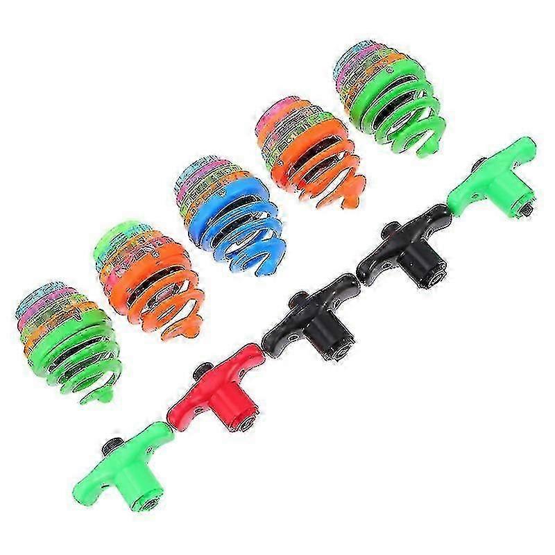 13X6 سنتيمتر لون عشوائي الغزل قمم 5 قطع الموسيقى وامض ألعاب الدوران مضحك قمم لعبة تعليمية للأطفال