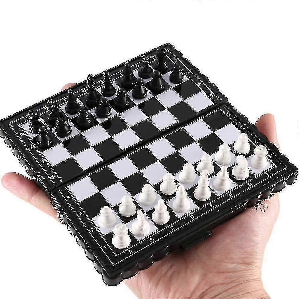 White Mini Chess Folding Magnetic Plastic Chessboard Board Game Portable Toy