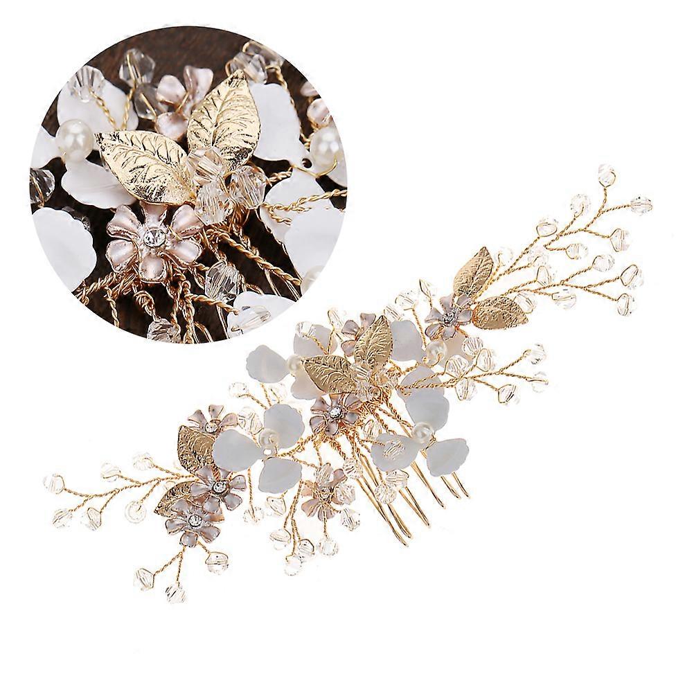 Glamorous Hair Accessory for Brides with Crystal and Leaf Patterns