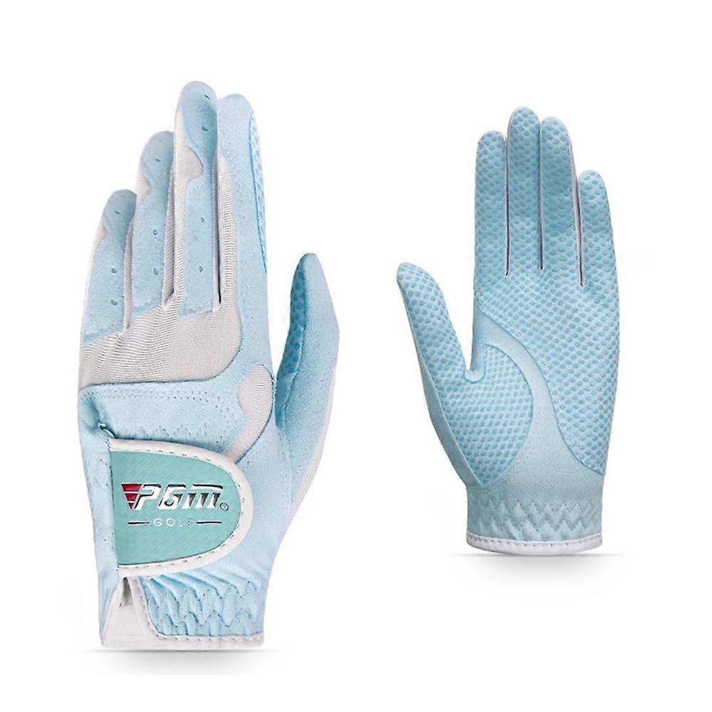Ladies Golf Gloves Left Hand Right Hand, Breathable Nanometer Fabric, Protective Sports Gloves, Blue/White, Size 46
