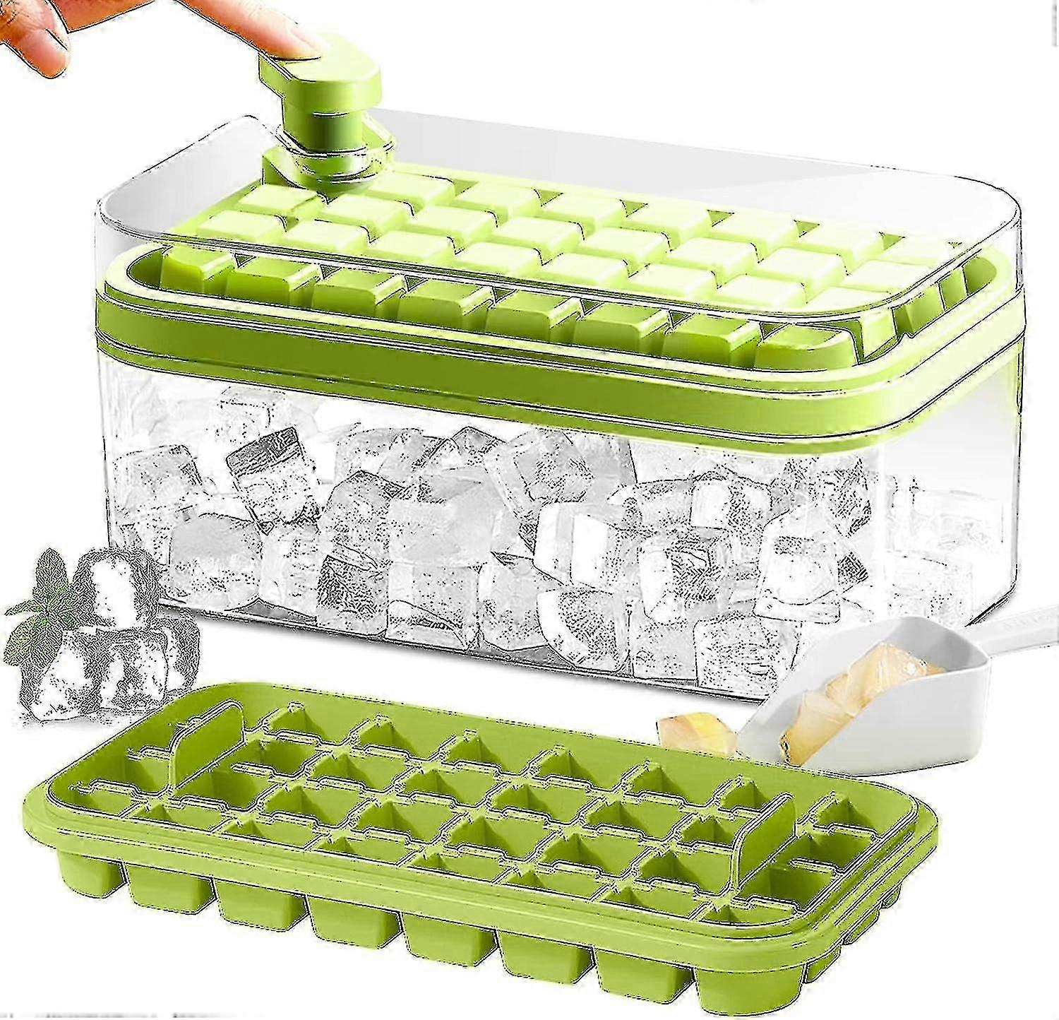 One Piece Ice Box with Lid, Scoop & 2 Ice Cube Trays - Green