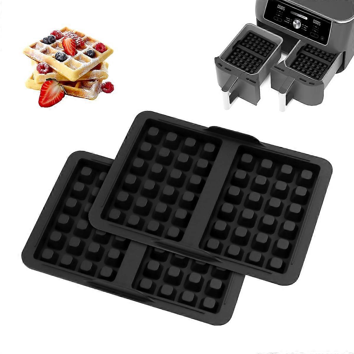 Pack of 2 Silicone Waffle Inserts for Ninja Air Fryer AF300EU, AF400EU, AF451EU, SL400EU, AF500DE, Stackable Design