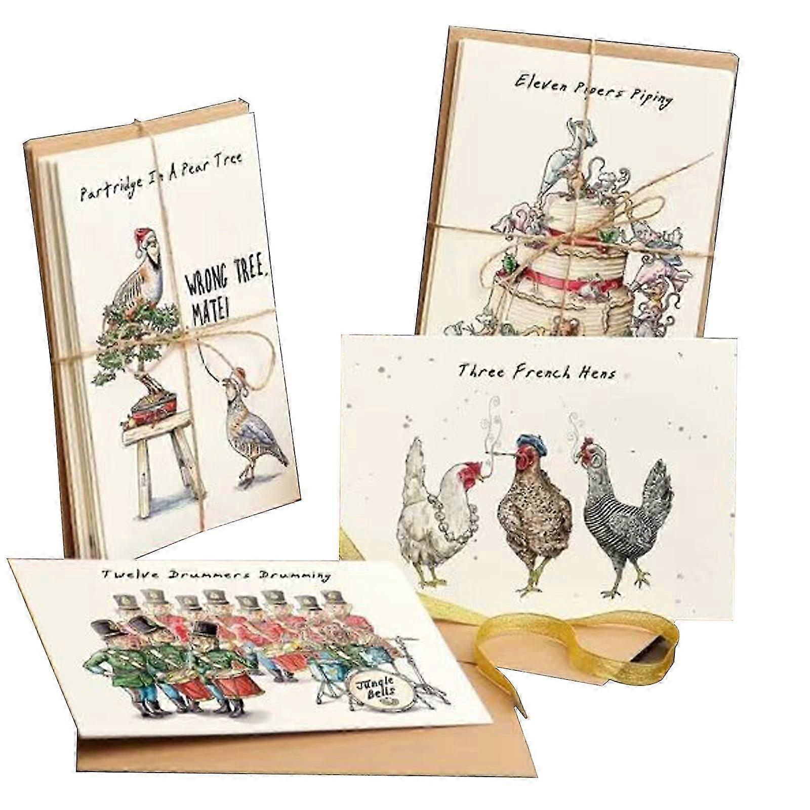 2025 12 Days of Christmas Cards Set - Countdown Gift with Sturdy Envelopes