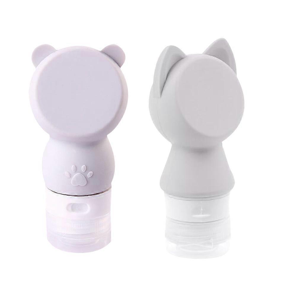 Small Bottles For Travel Portable Dispensing Bottles Grey Silicone Body Wash Shampoo Subpackaging Multi-Purpose 2Pcs