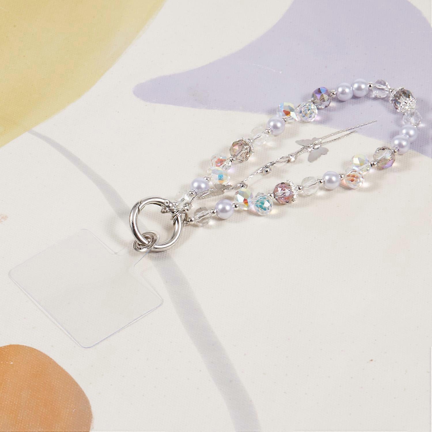 S3g Cordon porte-bonheur pour téléphone portable 26 cm en alliage avec pendentifs papillon et perles N0d pour femme