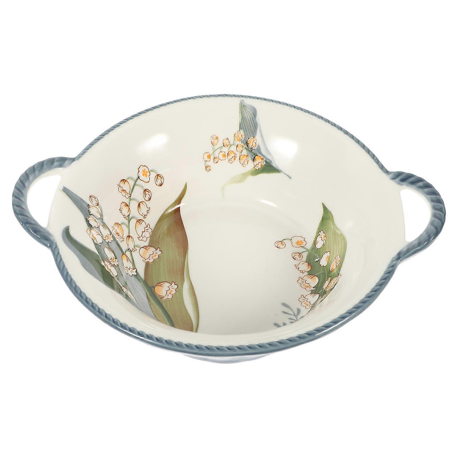 Serving Bowl Ceramic Tableware Families Friends Home Use Simple Shape 22.40X18.50X6.40CM Microwave Safe 1Set