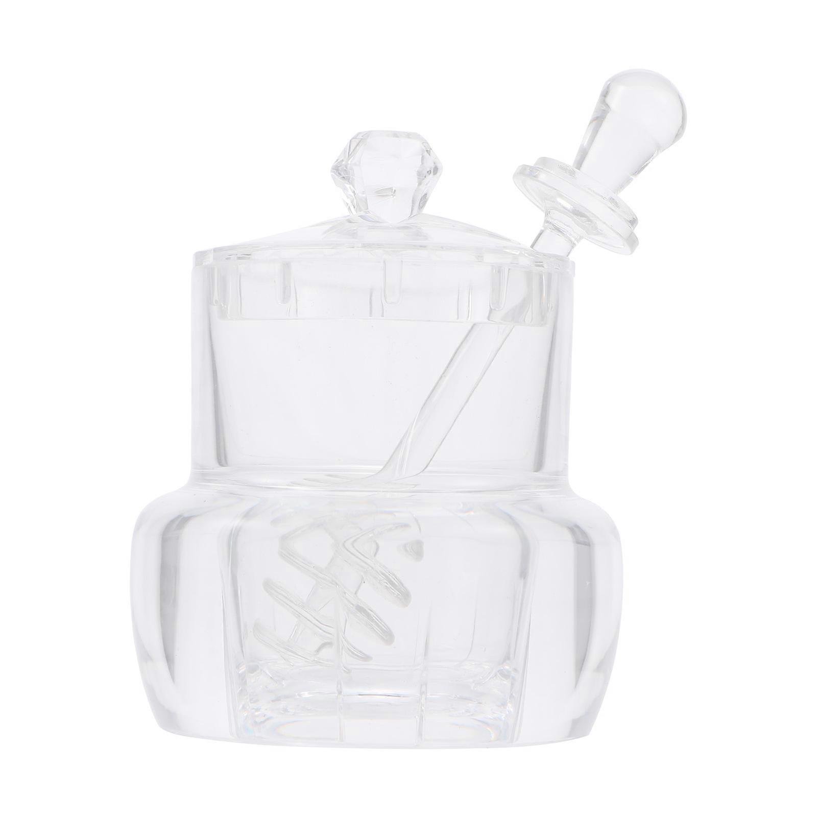 Acrylic Honey Pot Container Preventing Waste with Dipper 1Set
