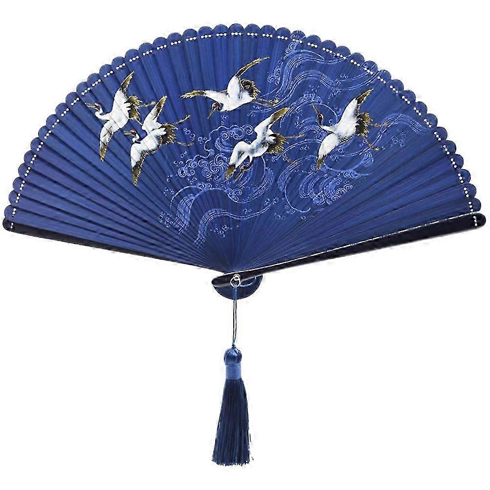 Crane Printing Folding Fan Chinese Style Folding Fan Dancing Fan Decorative Foldable Fan
