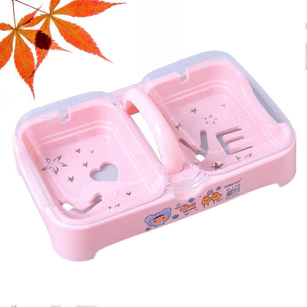 Travel Soap Box Double-Grid Soap Dish With Lid Portable Bathroom Accessory Pink 24.00X15.00X5.00CM Keep Soap Dry 1Pack